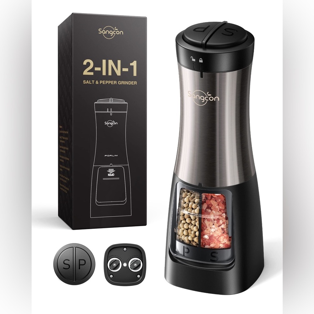 2-in-1 Salt and Pepper Grinder - Stainless Steel Black
